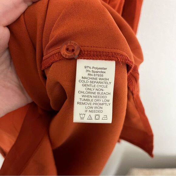 Susan Graver Women's Burnt Orange Button Down Collared Long Sleeve Shirt - Picture 4 of 5